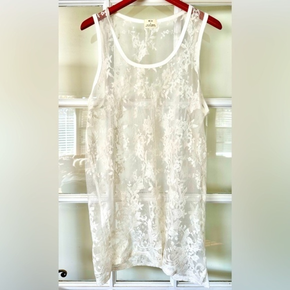 Anthropologie Pins and Needles White Lace Overlay Dress Size Large